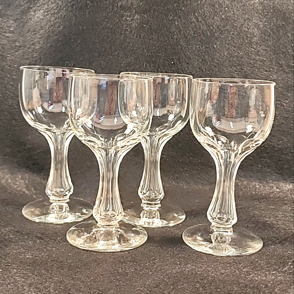 Vintage Bryce Bros Hollow Stemmed 1920 Crystal Wine Glasses x 4 Cocktail Coupe